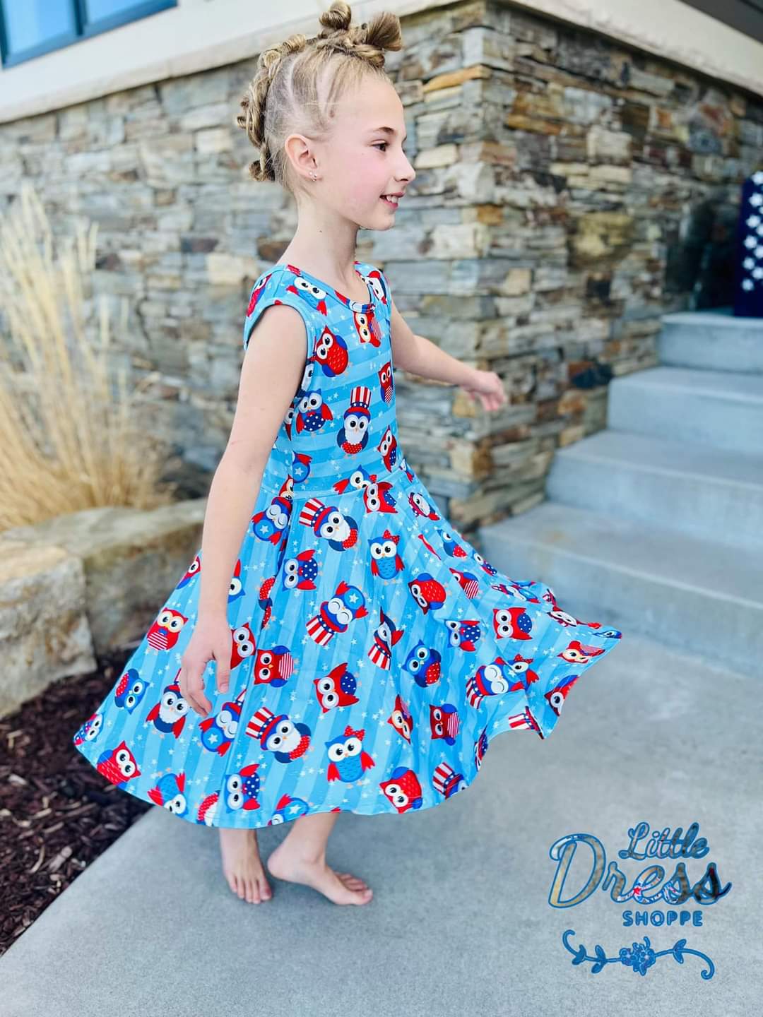 Patriotic Owl Twirl Dress