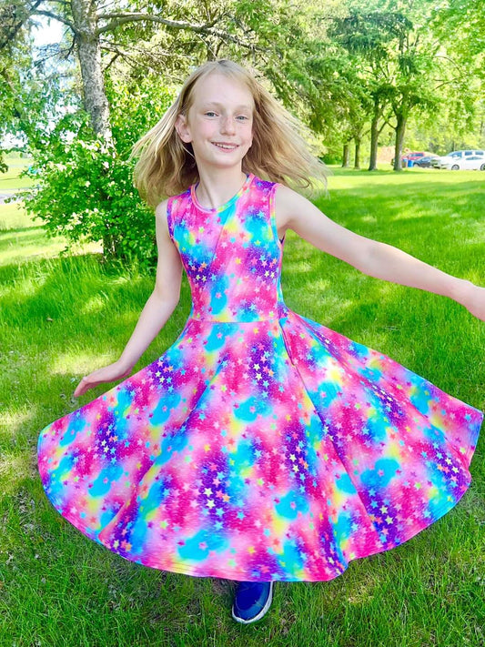 Colorful Stars Twirl Dress