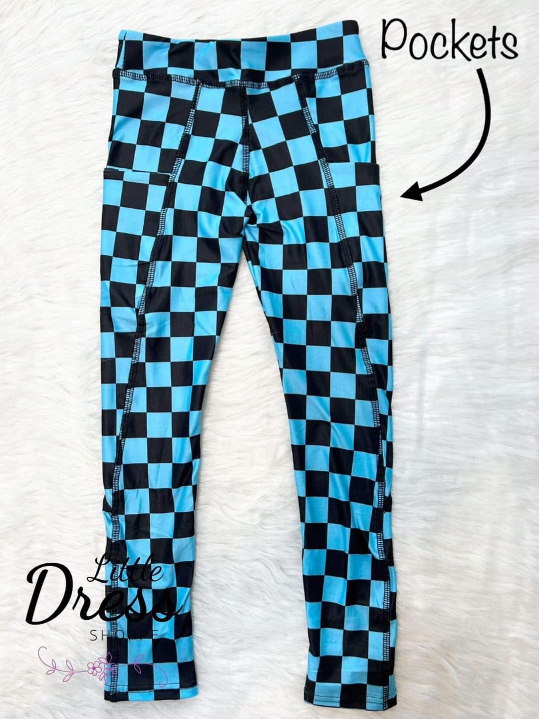 Black/Blue Checkered Pocket Legging