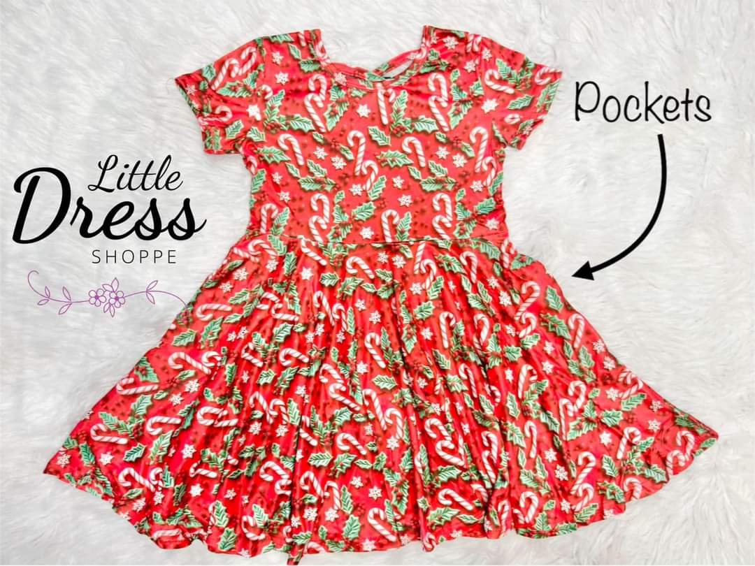 Candy Canes & Holly Twirl Dress