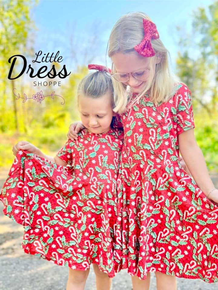 Candy Canes & Holly Twirl Dress