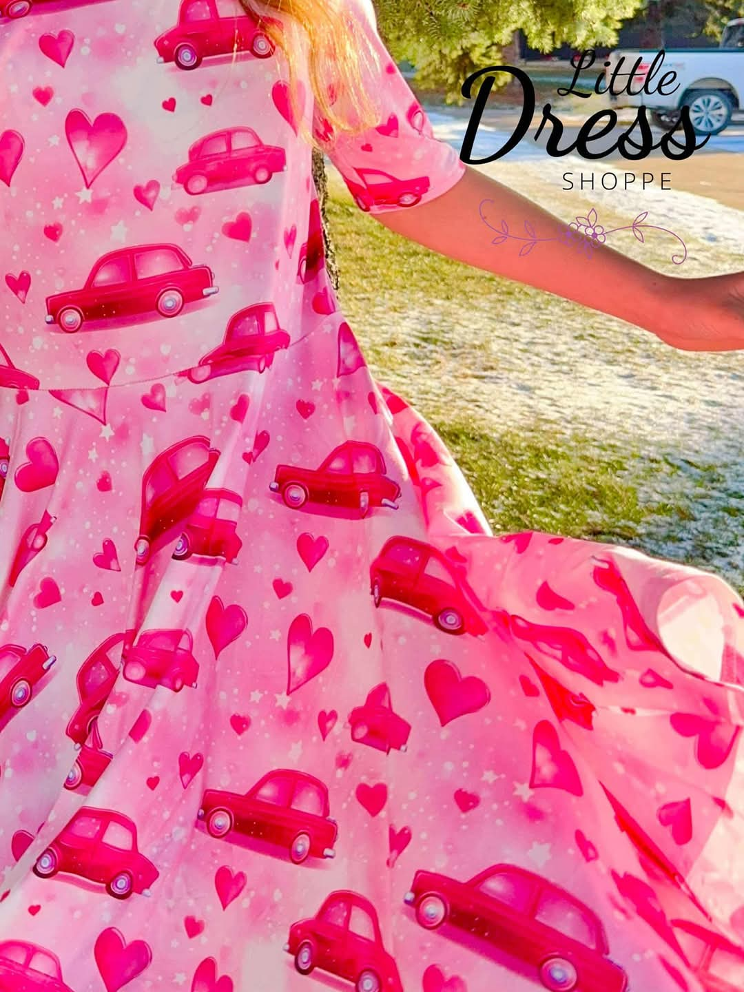 Vintage Cars & Hearts Twirl Dress