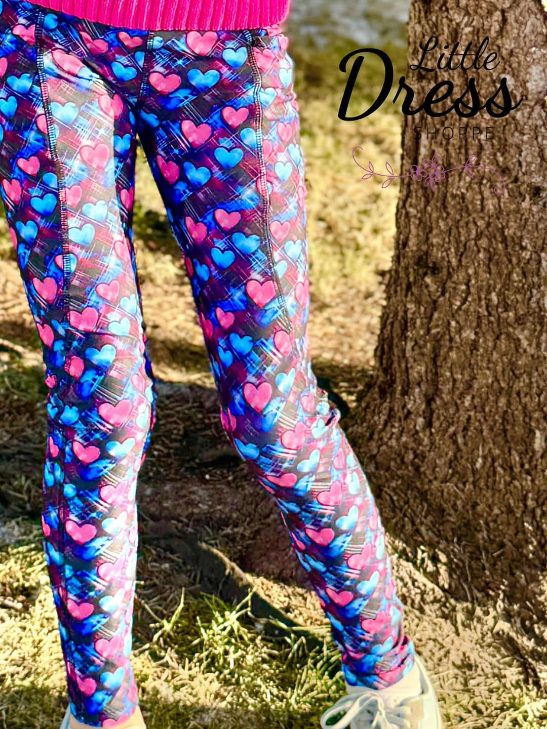 Pink & Blue Heart Pocket Leggings