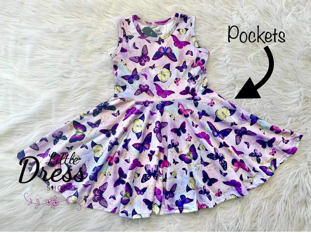 Purple Butterfly Tank Dress