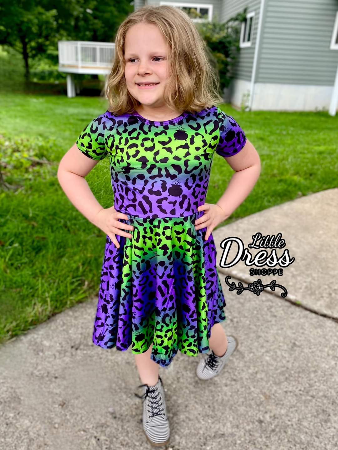 Ombre Leopard Hidden Witches Twirl Dress