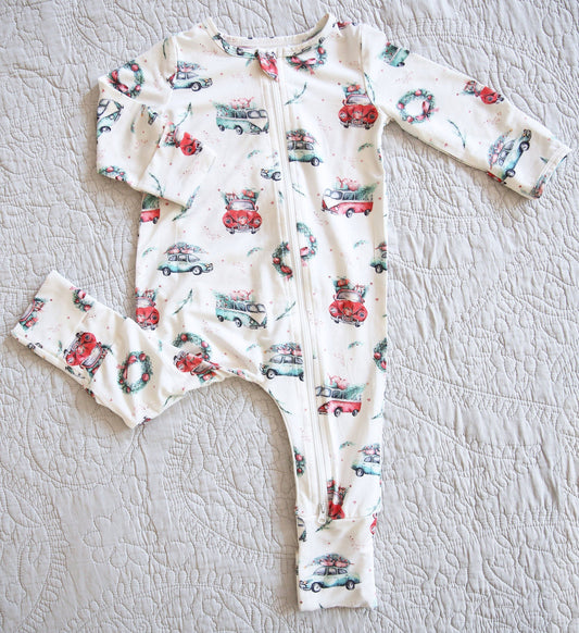 Vintage Cars Bamboo Zippy Romper