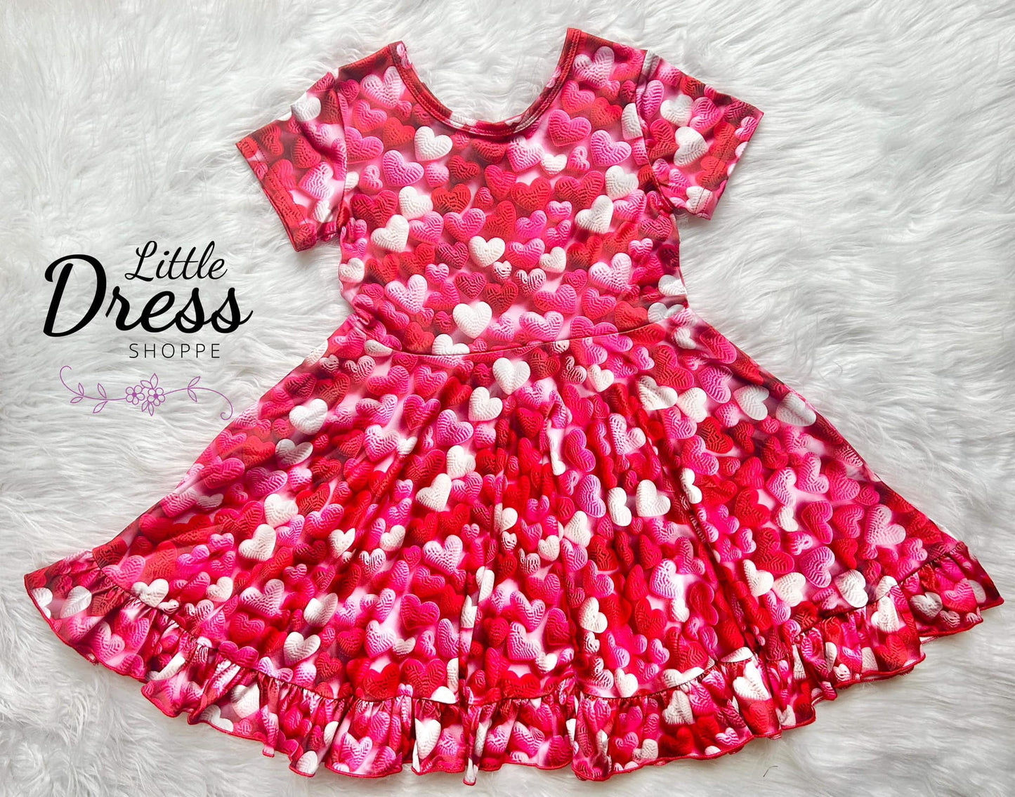 3D Knit Hearts Twirl Dress