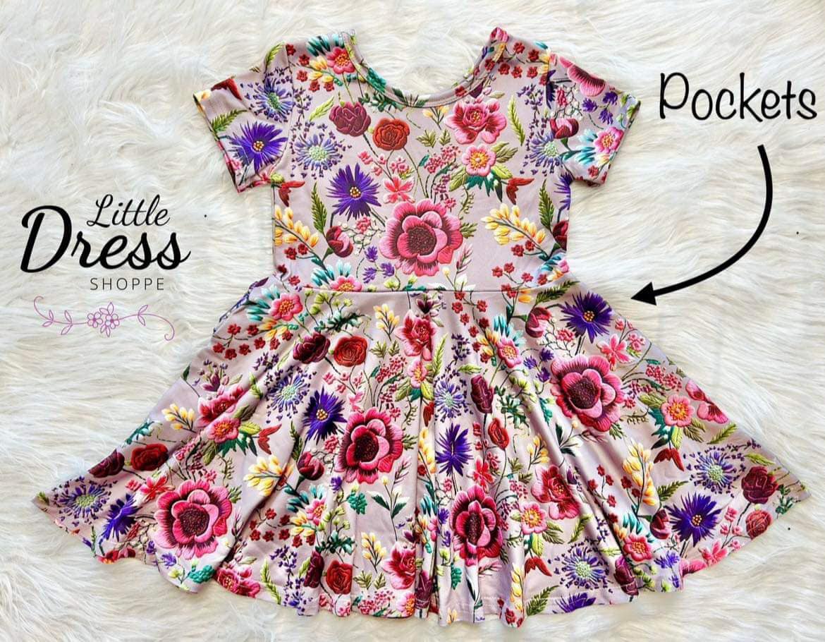 Embroidery Floral Twirl Dress