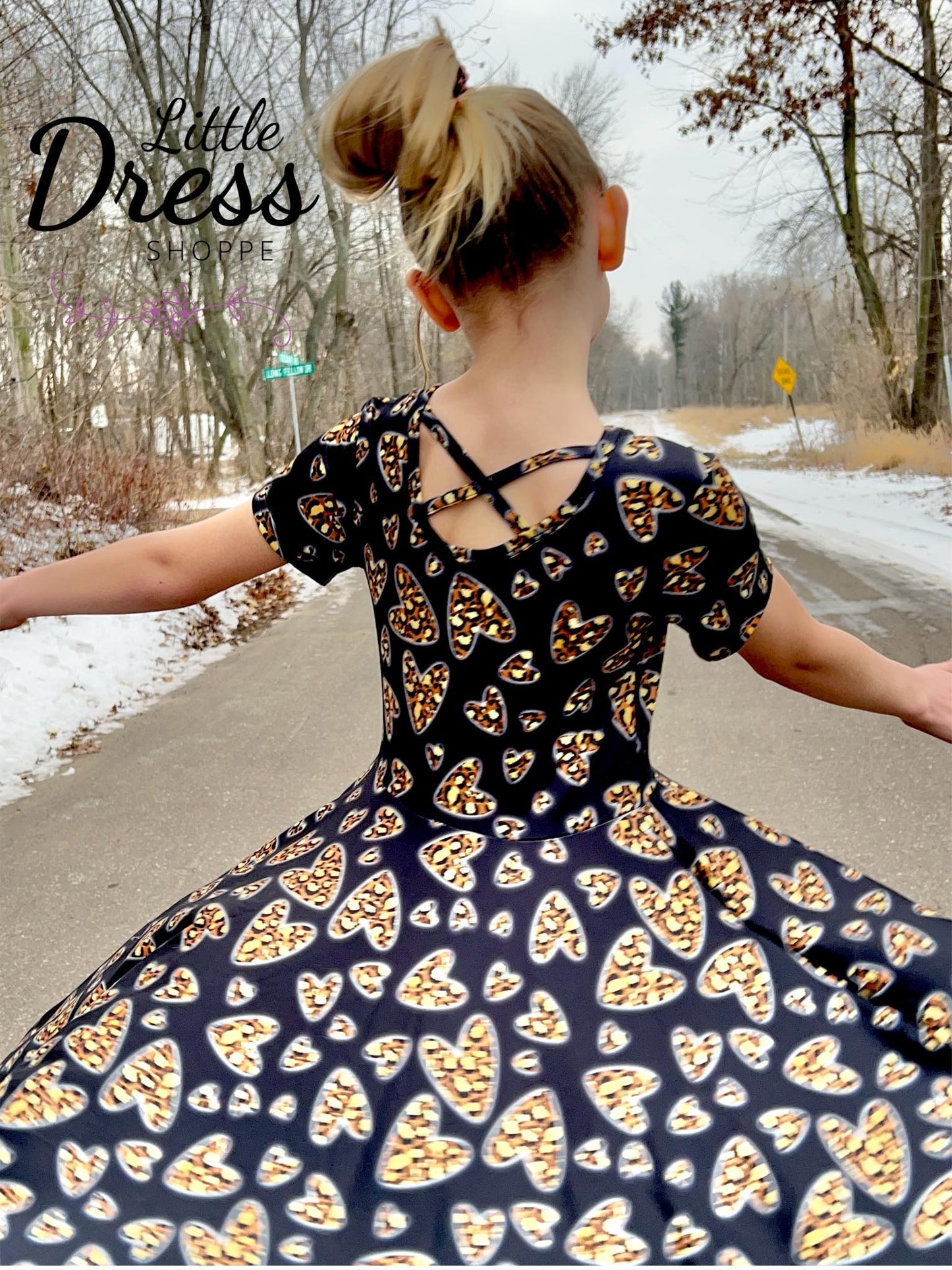 Leopard Heart Twirl Dress