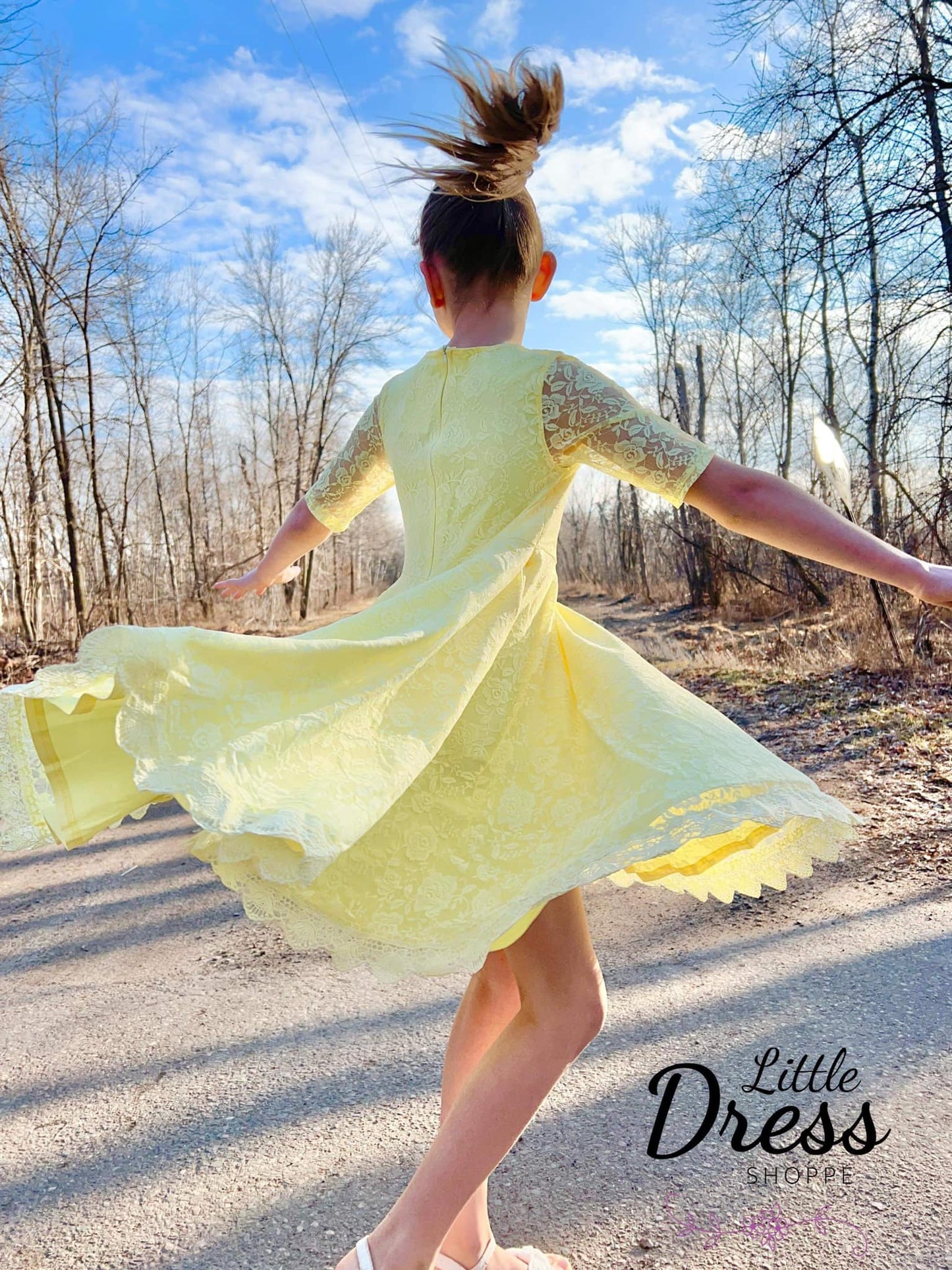 Pastel Yellow Lace Twirl Dress