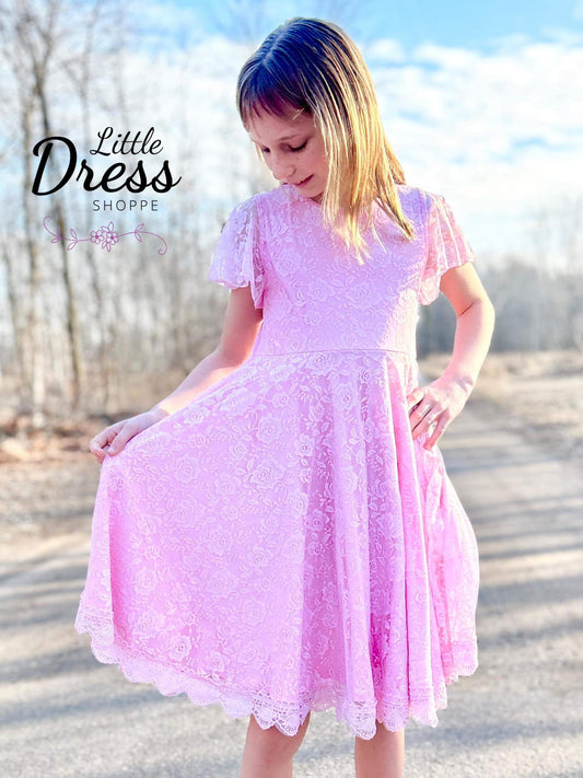 Pastel PInk Lace Twirl Dress