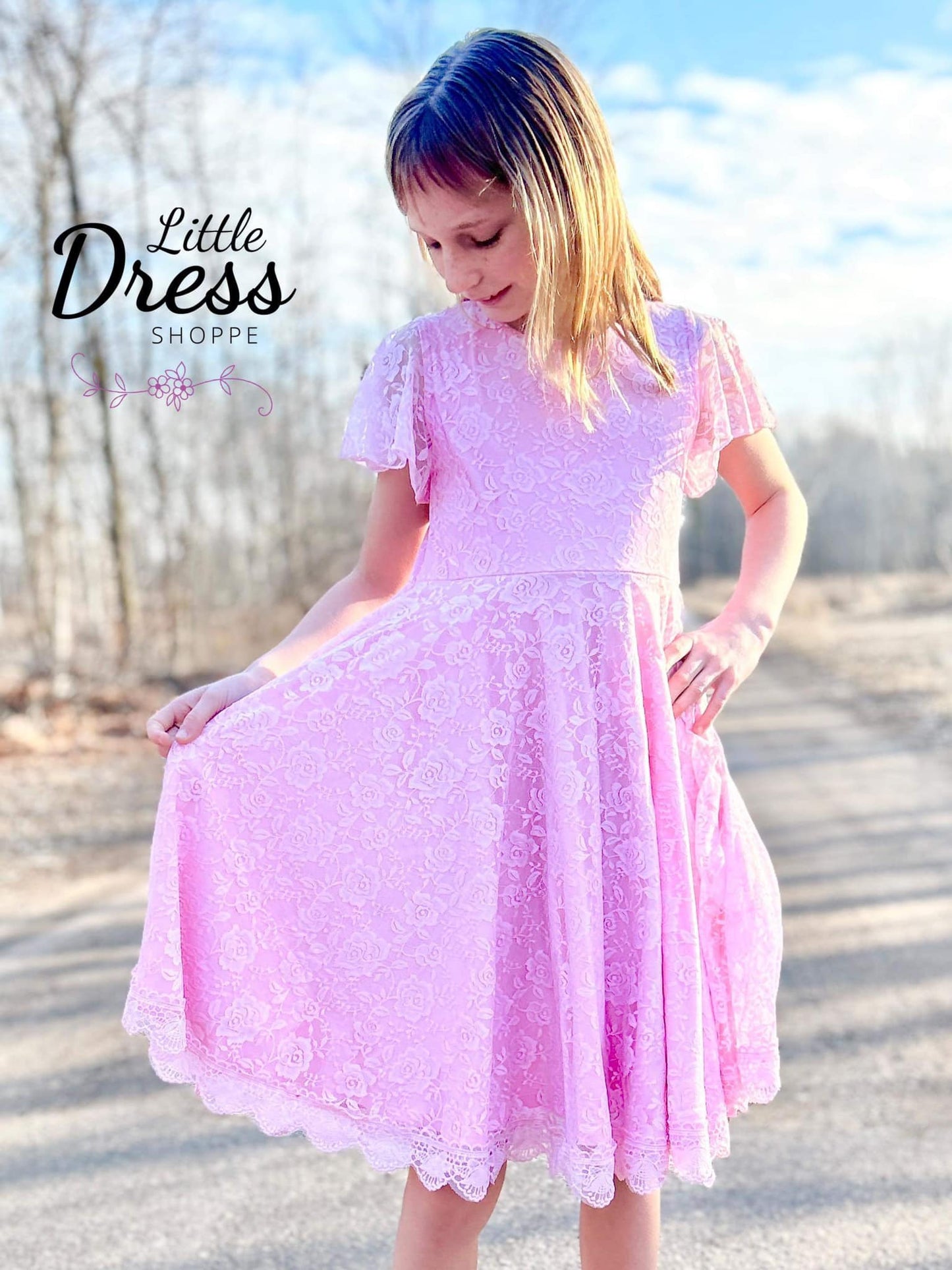 Pastel Pink Lace Twirl Dress