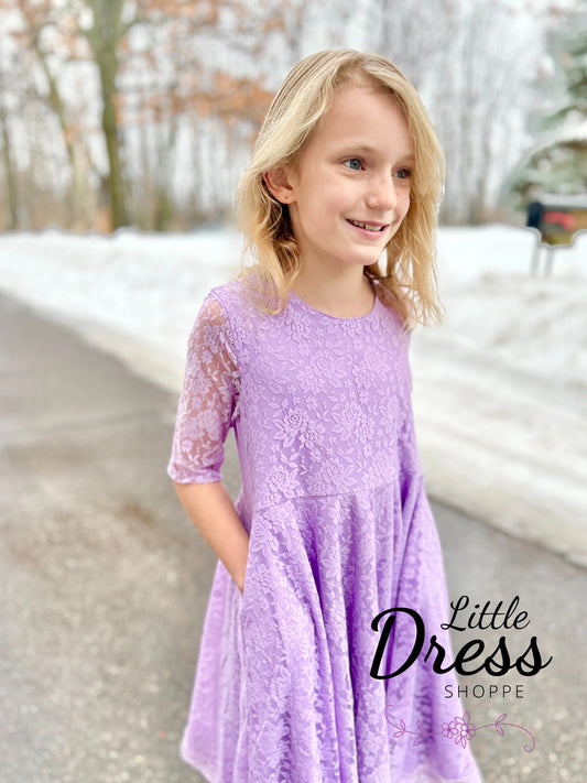 Pastel Purple Lace Twirl Dress