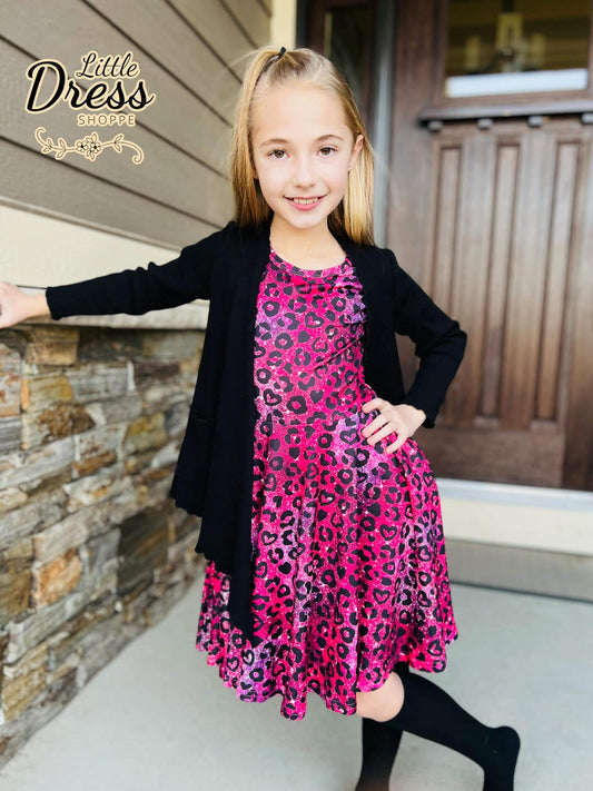 Pink Leopard Twirl Dress