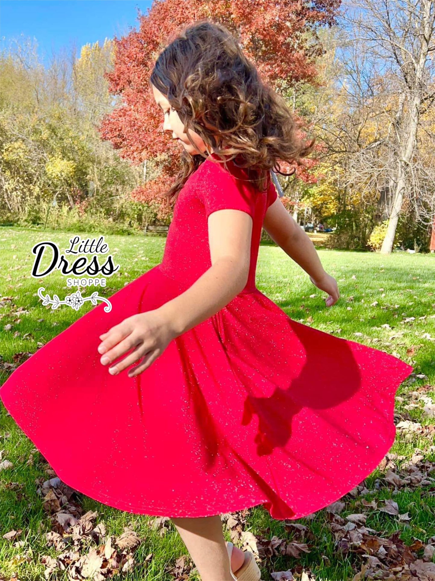 Red Shimmer Twirl Dress