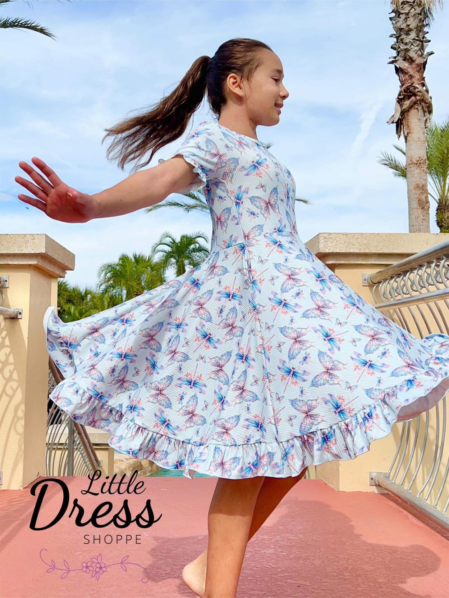 Ribbed Butterfly Twirl Dress
