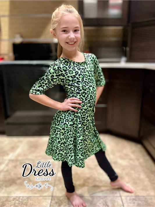 Shamrock Leopard Twirl Dress