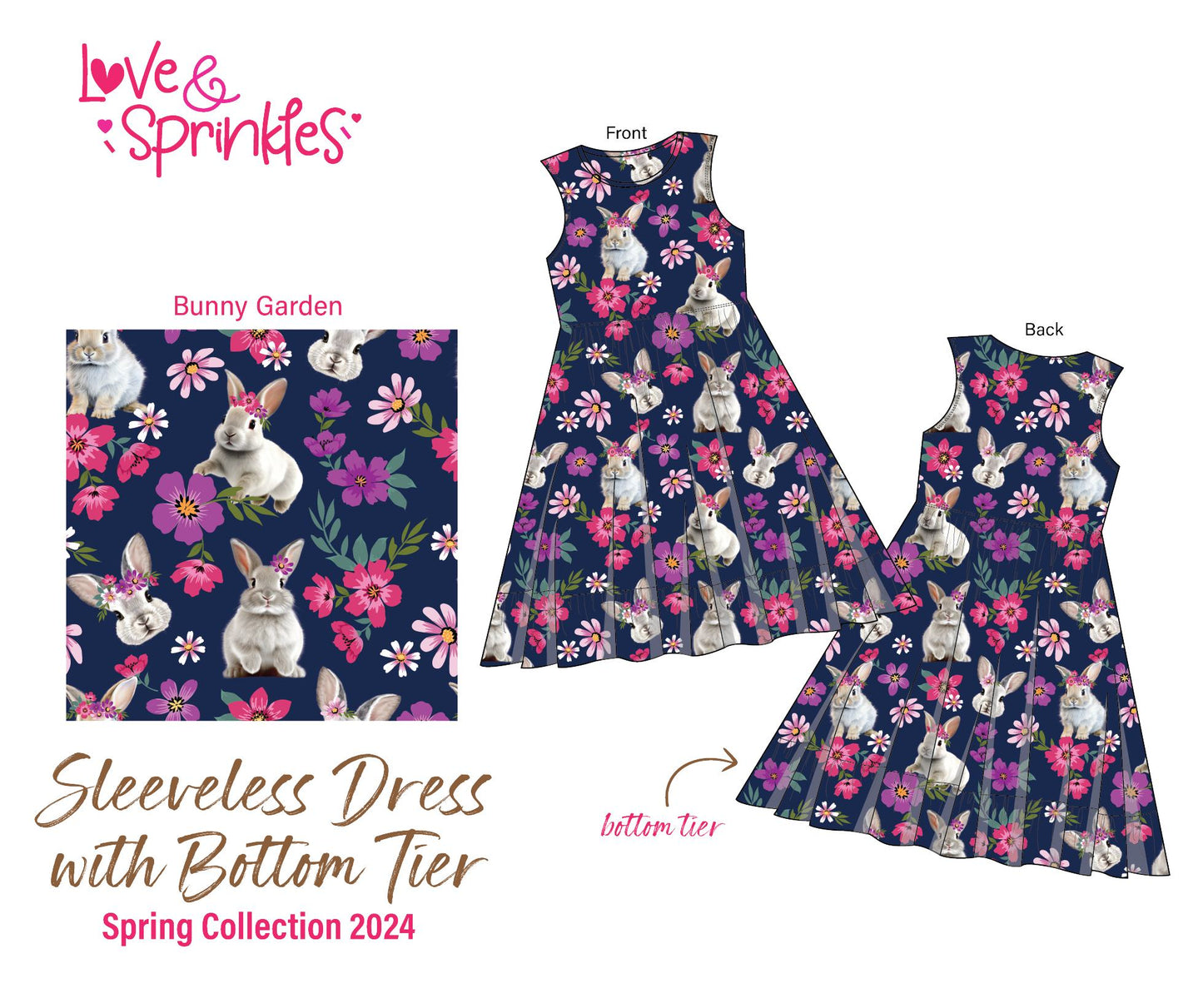 Love & Sprinkles Bunny Garden Sleeveless Dress