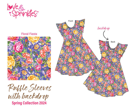 Love & Sprinkles Floral Fiesta Ruffle Sleeve with Backdrop