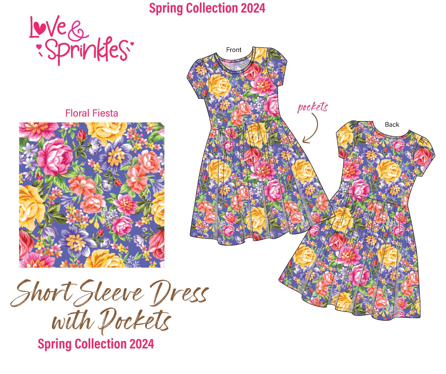 Love & Sprinkles Floral Fiesta Short Sleeve Dress