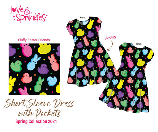 Love & Sprinkles Fluffy Easter Friends Short Sleeve Dress