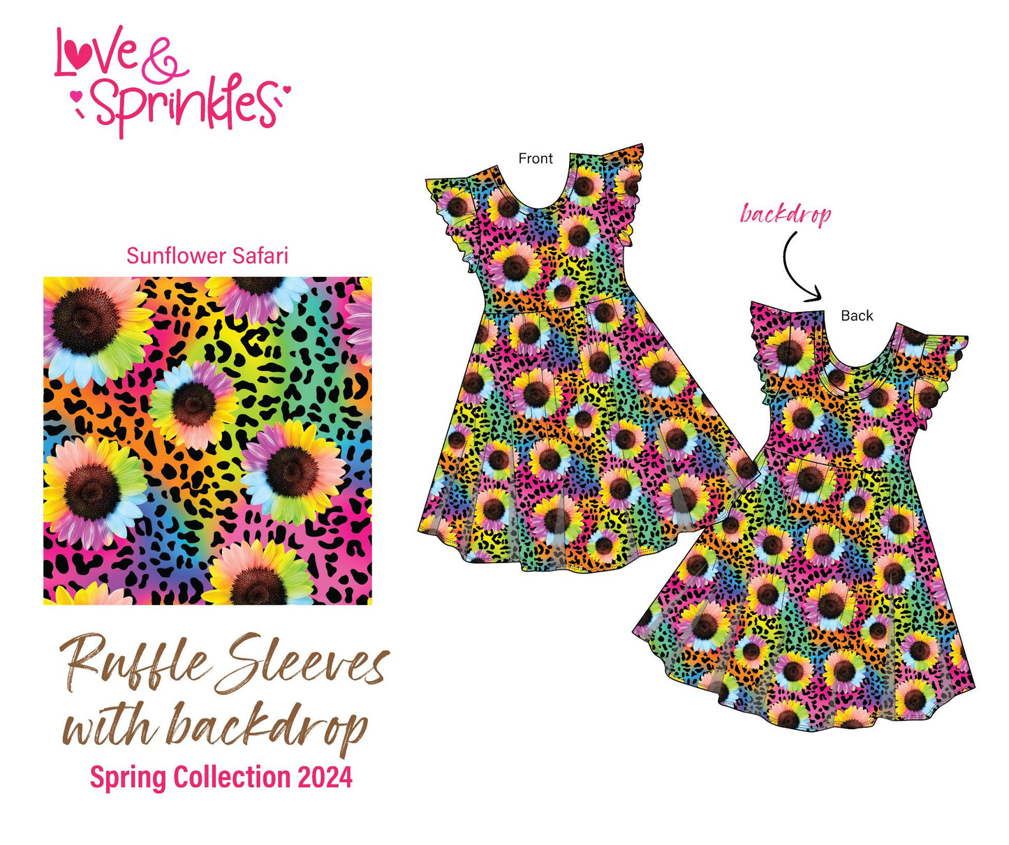 Love & Sprinkles Sunflower Ruffle Sleeve with Backdrop