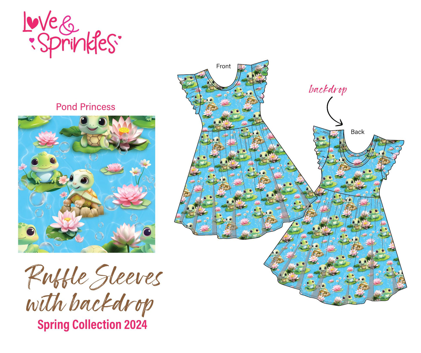 Love & Sprinkles Pond Princess Ruffle Sleeve with Backdrop