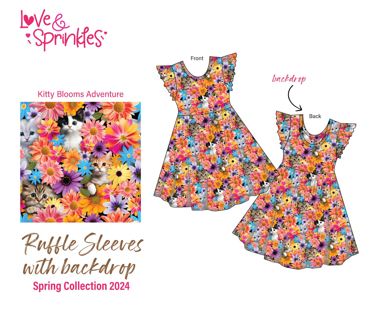 Love & Sprinkles Kitty Bloom Ruffle Sleeve with Backdrop