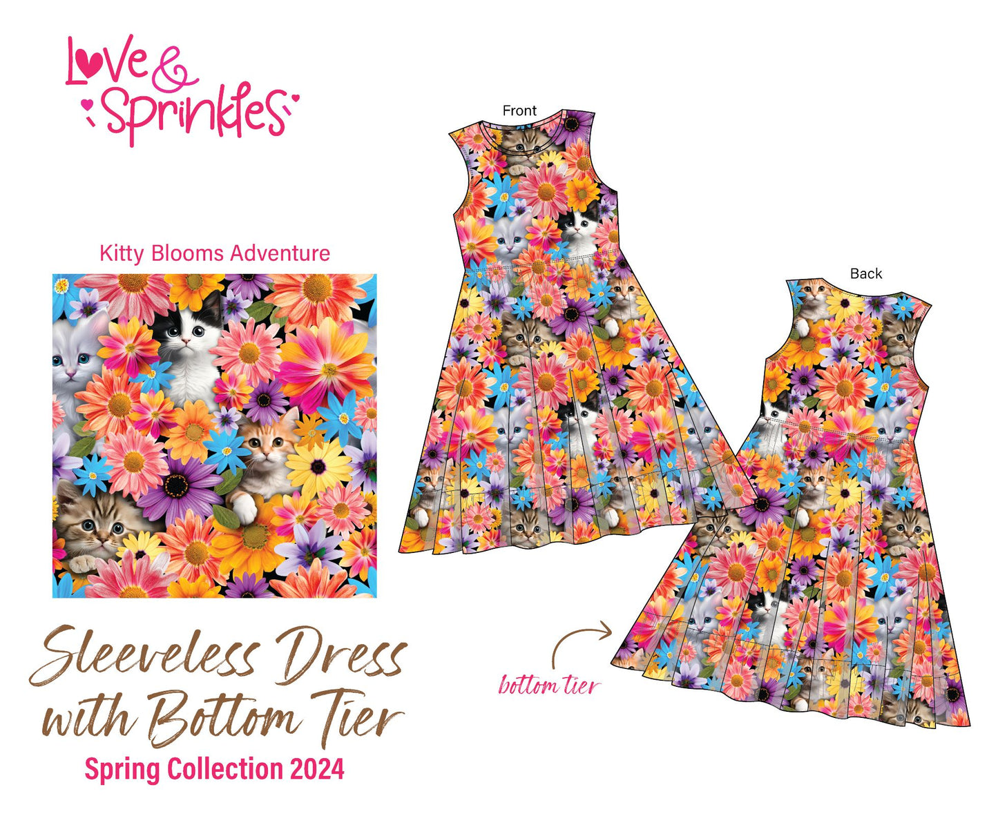 Love & Sprinkles Kitty Bloom Sleeveless Dress