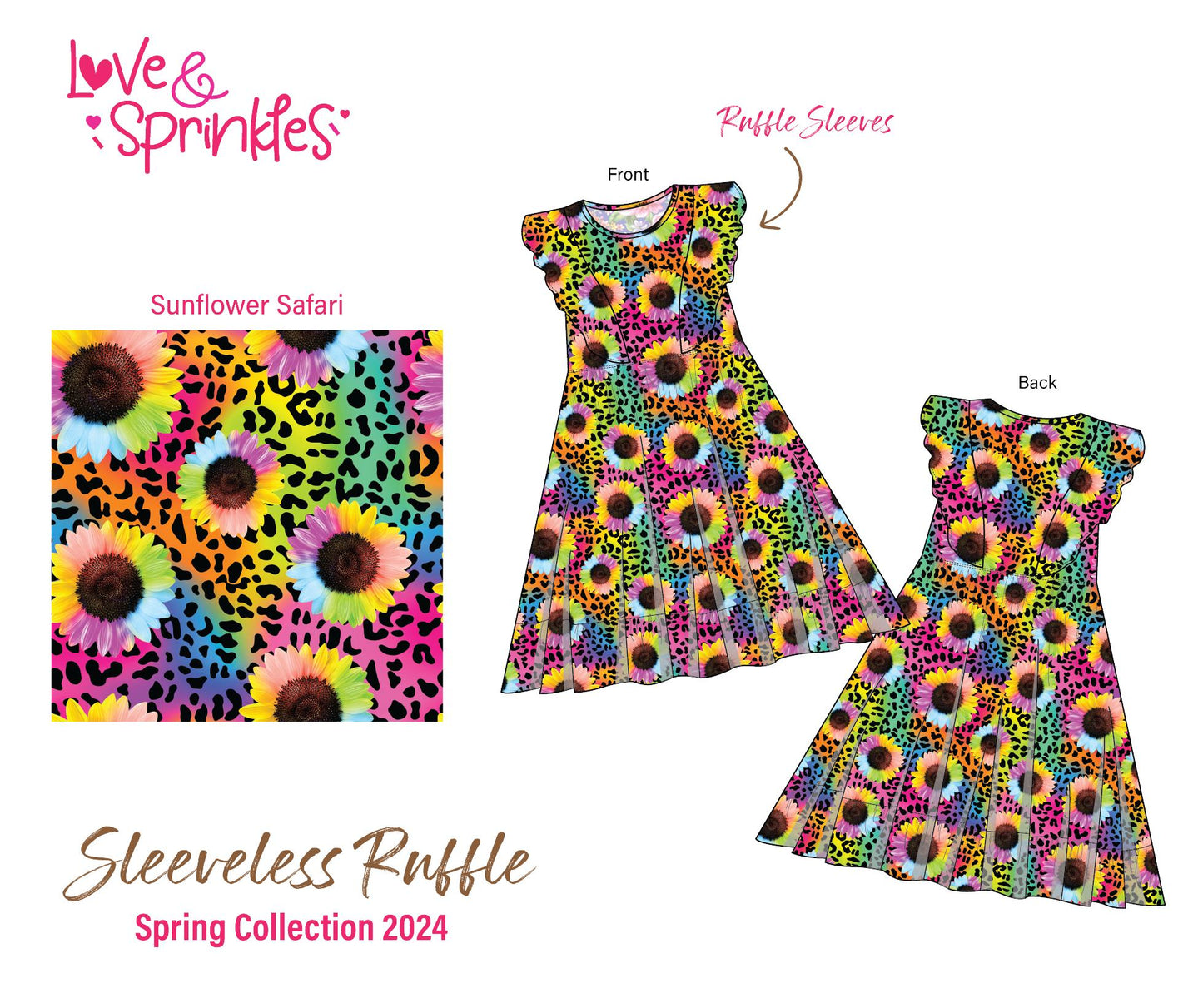 Love & Sprinkles Sunflower Safari Sleeveless Ruffle