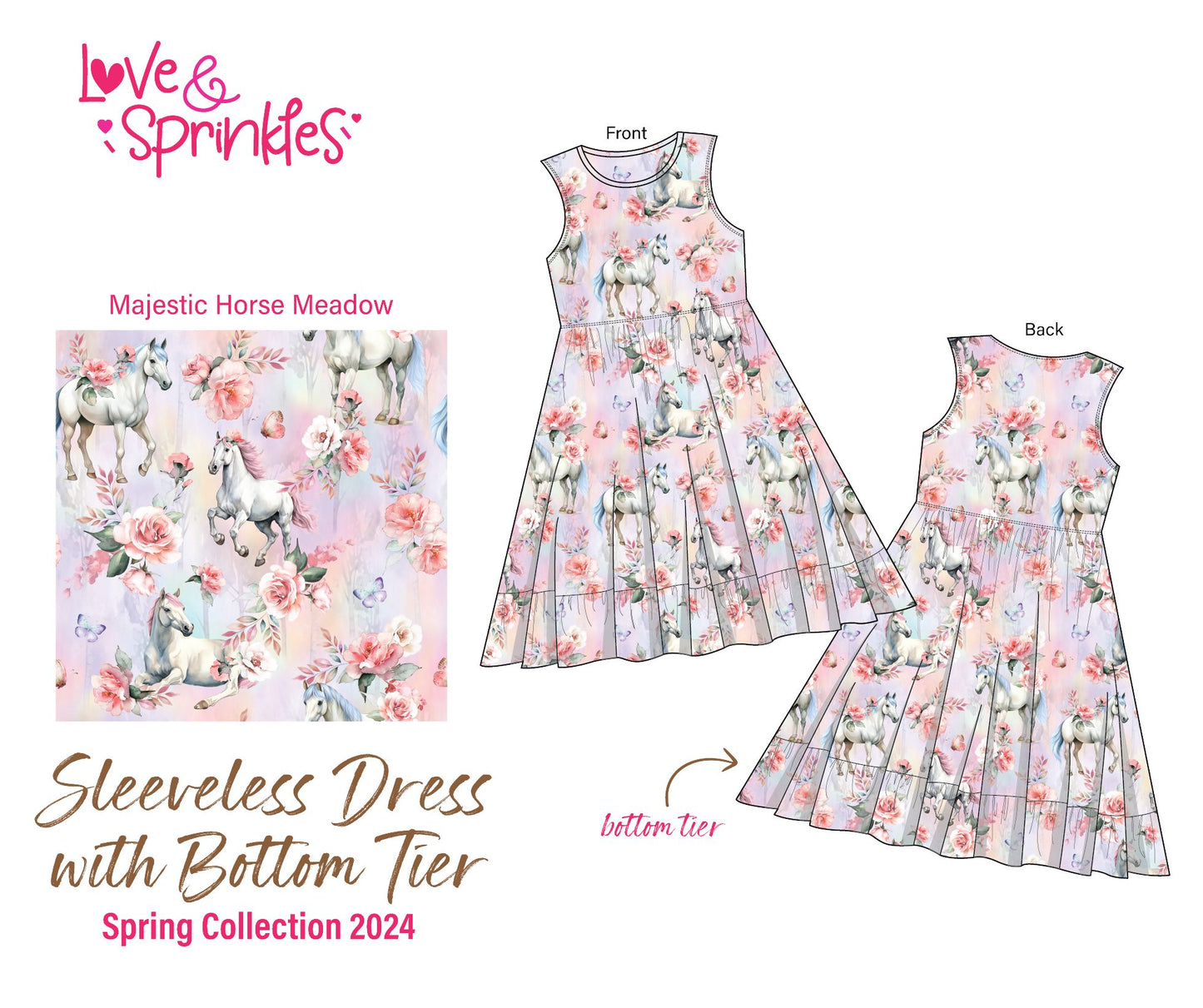 Love & Sprinkles Majestic Horse Meadow Sleeveless Dress