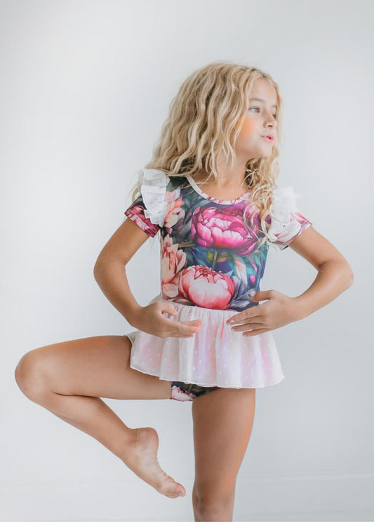 Vintage Floral Skirted Leotard