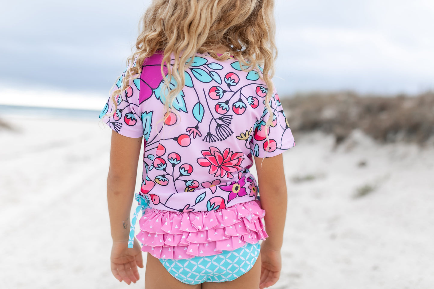 Pink Floral Rash Guard Set