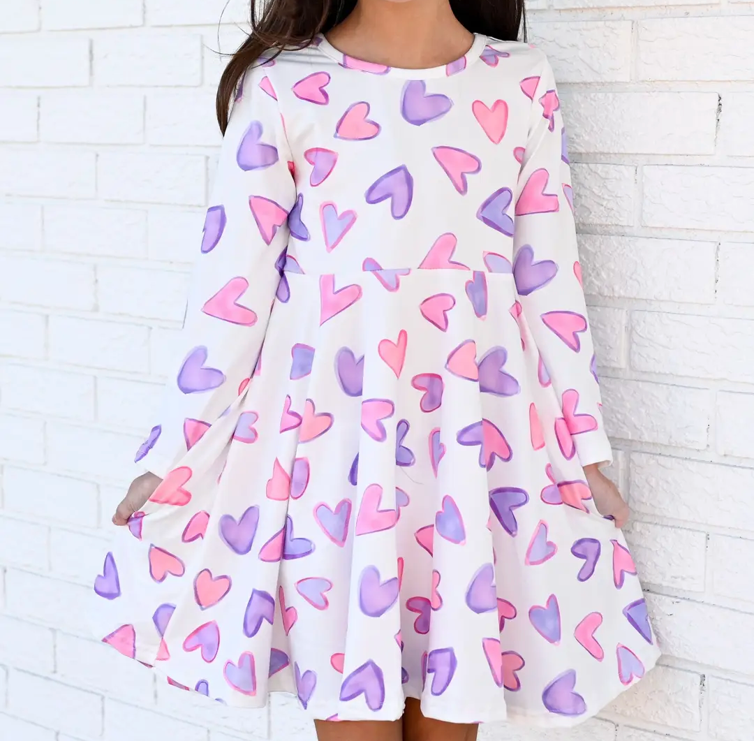 Pastel Hearts Twirl Dress