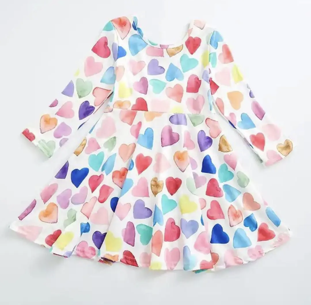 Watercolor Hearts Twirl Dress