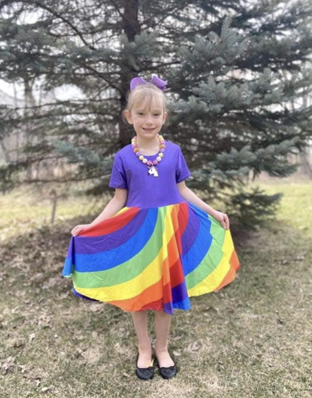 Purple Top Rainbow Twirl Dress