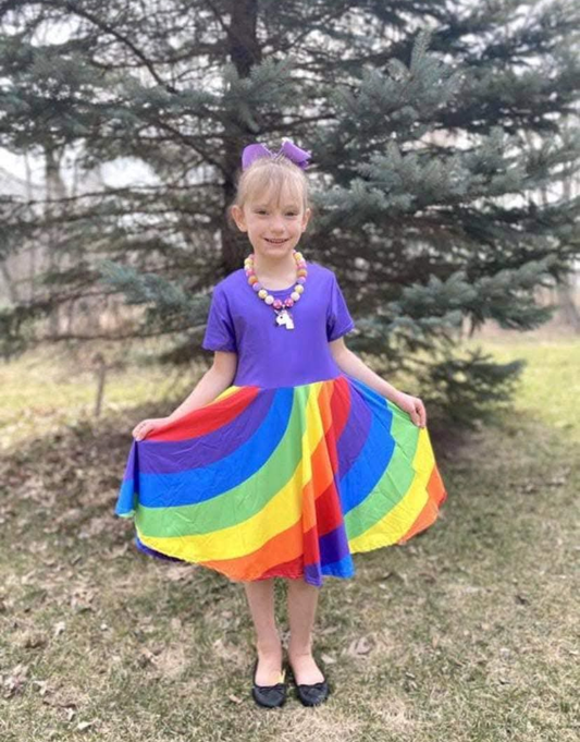 Purple Top Rainbow Twirl Dress