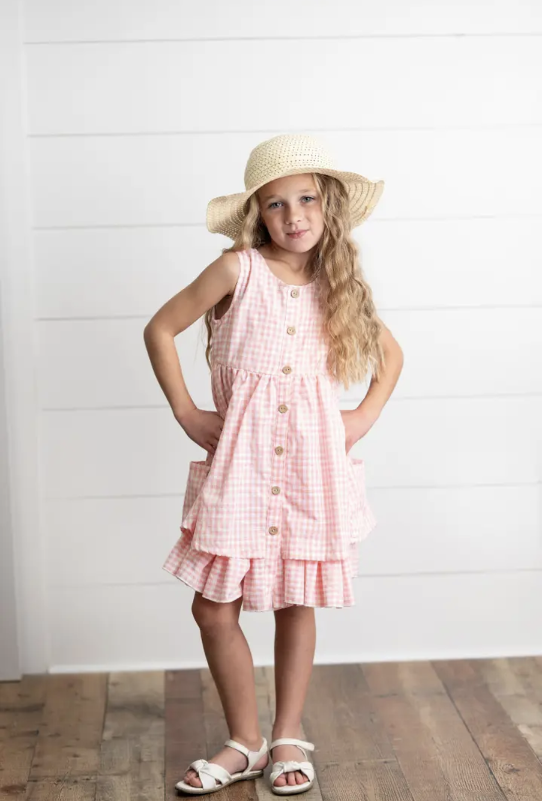 Pink & White Gingham Ruffle Dress