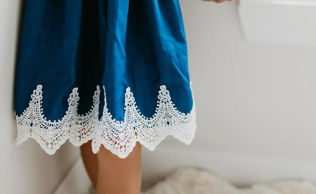 Denim Ruffle Lace Dress