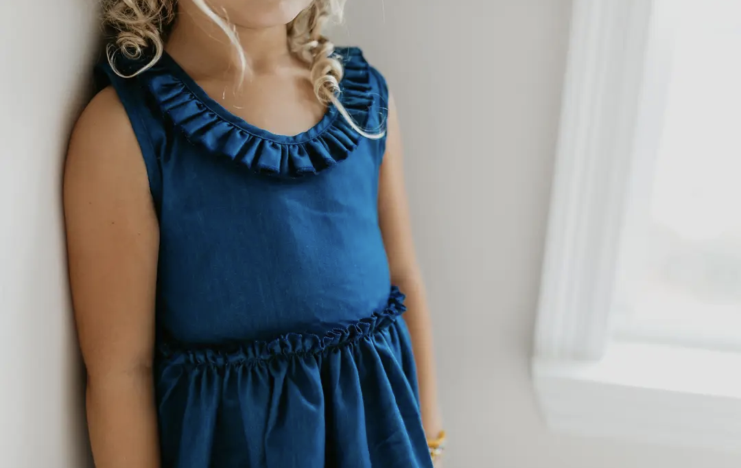 Denim Ruffle Lace Dress