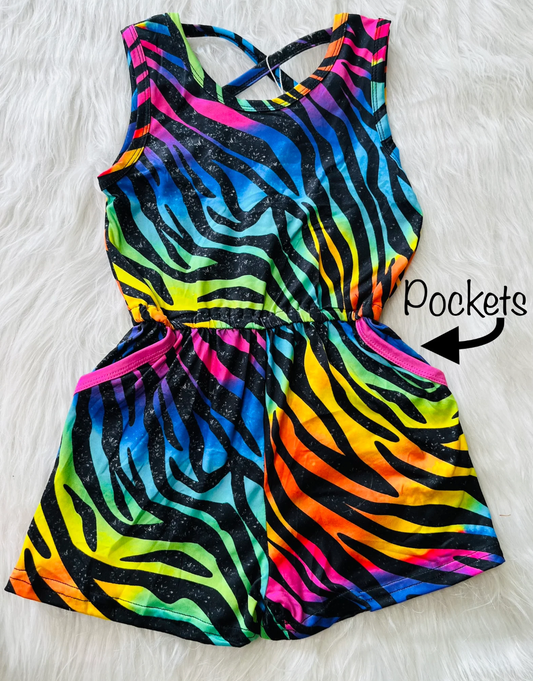 Rainbow Zebra Romper