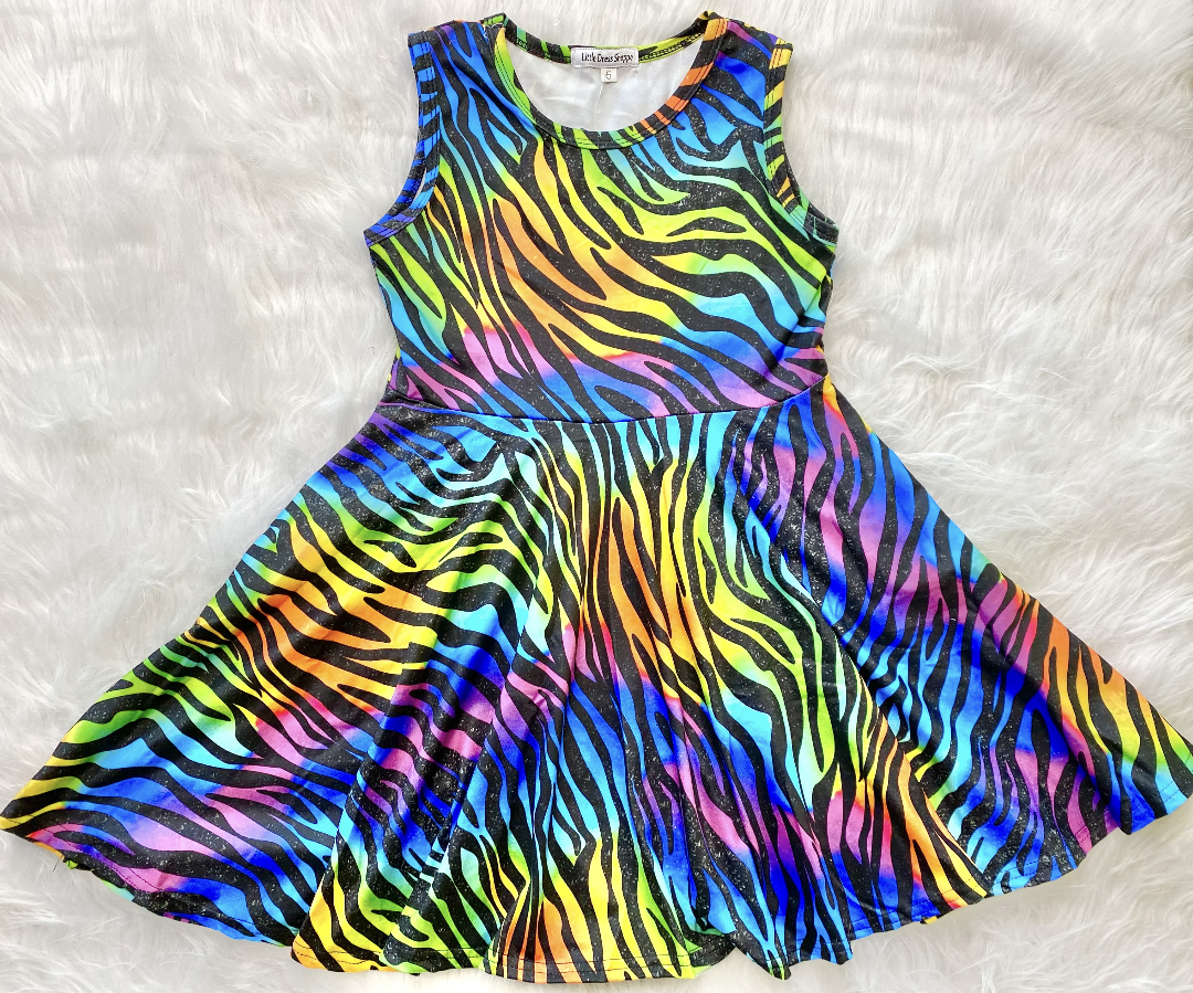 Rainbow Zebra Tank Dress