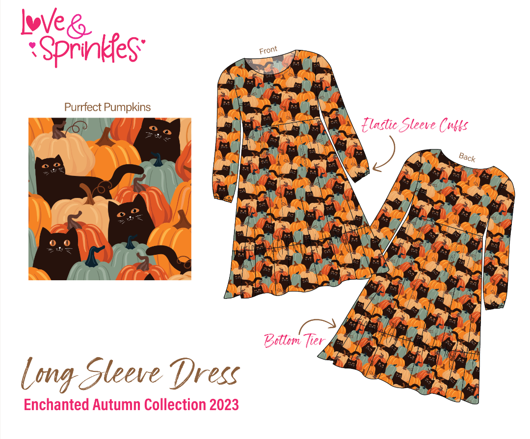 Love & Sprinkles Purrfect Pumpkin Long Sleeve Dress