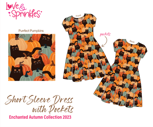 Love & Sprinkles Purrfect Pumpkin Short Sleeve Dress