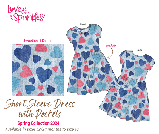 Love & Sprinkles Sweetheart Denim Short Sleeve Dress