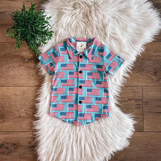 All American Flags Button Up