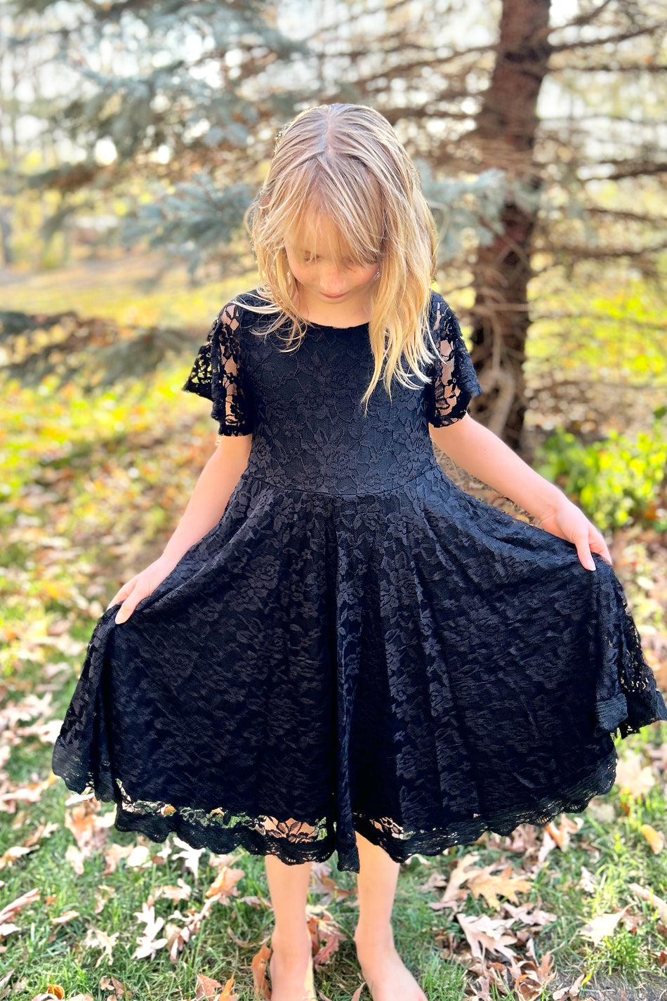 Black Lace Twirl Dress