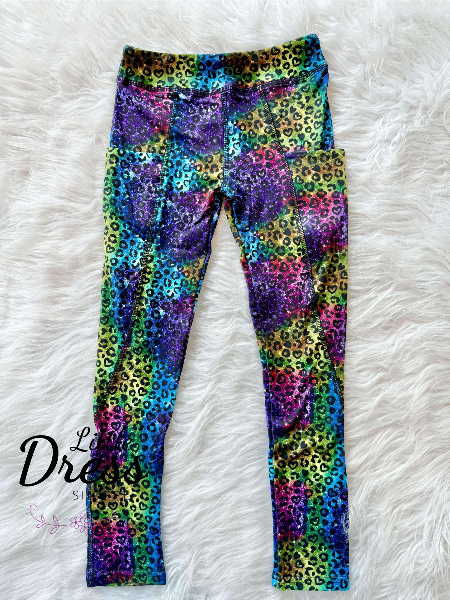 Rainbow Leopard Glitter Pocket Legging