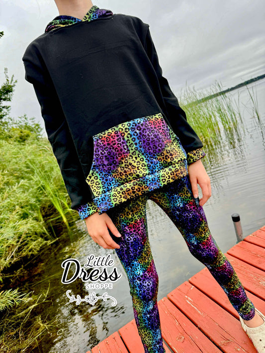 Rainbow Leopard Glitter Pocket Legging