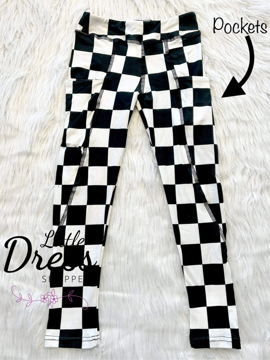 Black/White Checkered Pocket Legging